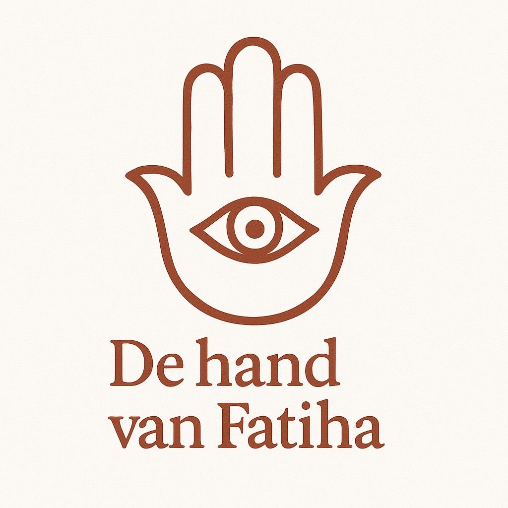 Logo De Hand van Fatiha, hand icoon in bruin, schrijver en kunstenaar Fatiha Najid