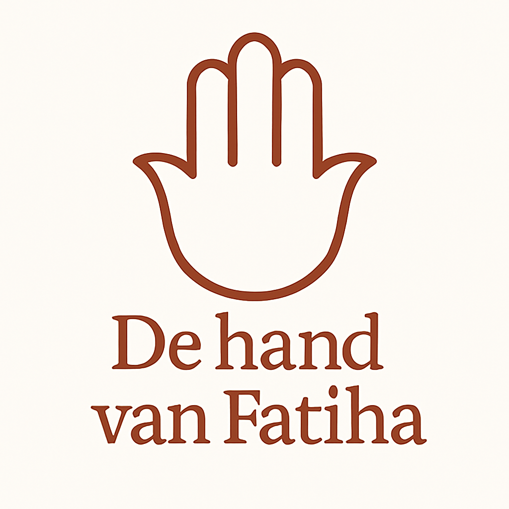 Logo De Hand van Fatiha, hand icoon in bruin, schrijver en kunstenaar Fatiha Najid