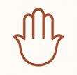 Logo De Hand van Fatiha, hand icoon in bruin, schrijver en kunstenaar Fatiha Najid