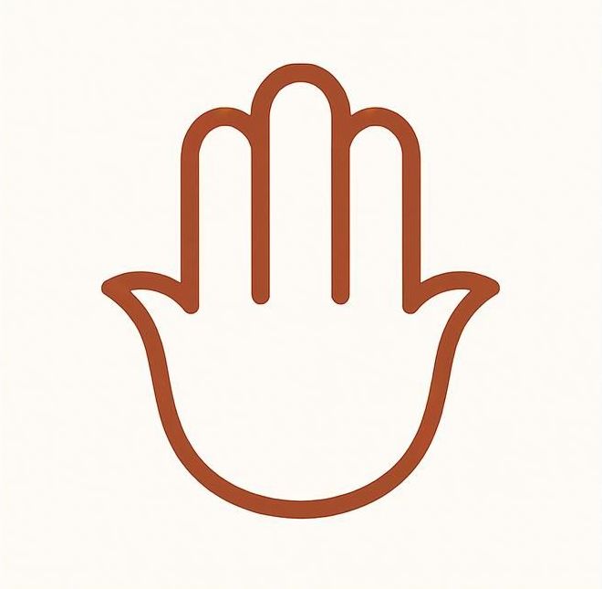 Logo De Hand van Fatiha, hand icoon in bruin, schrijver en kunstenaar Fatiha Najid