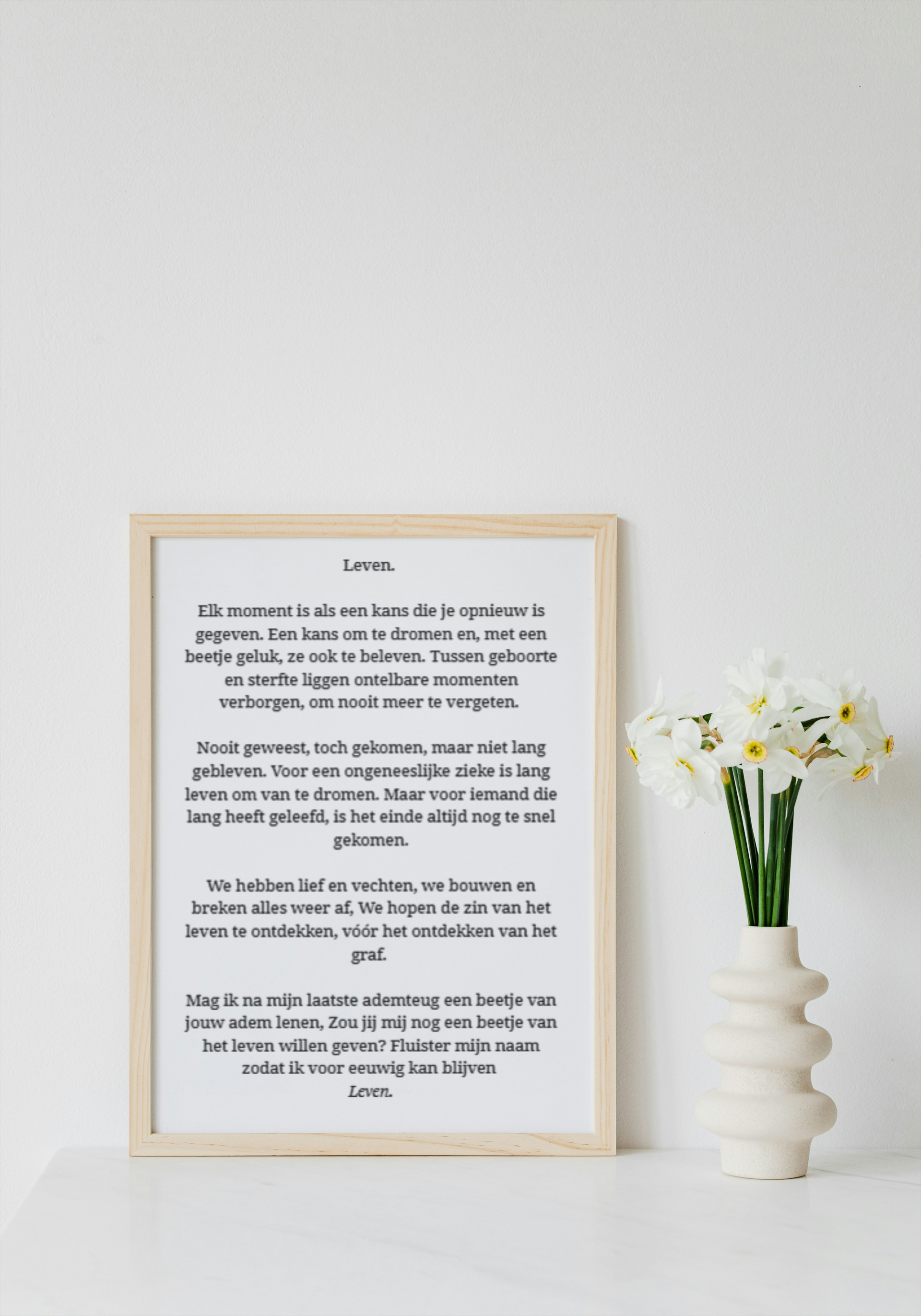 Gedichtprint Leven van Fatiha Najid, A3 fine art papier, poëzie over het kostbare van het leven
