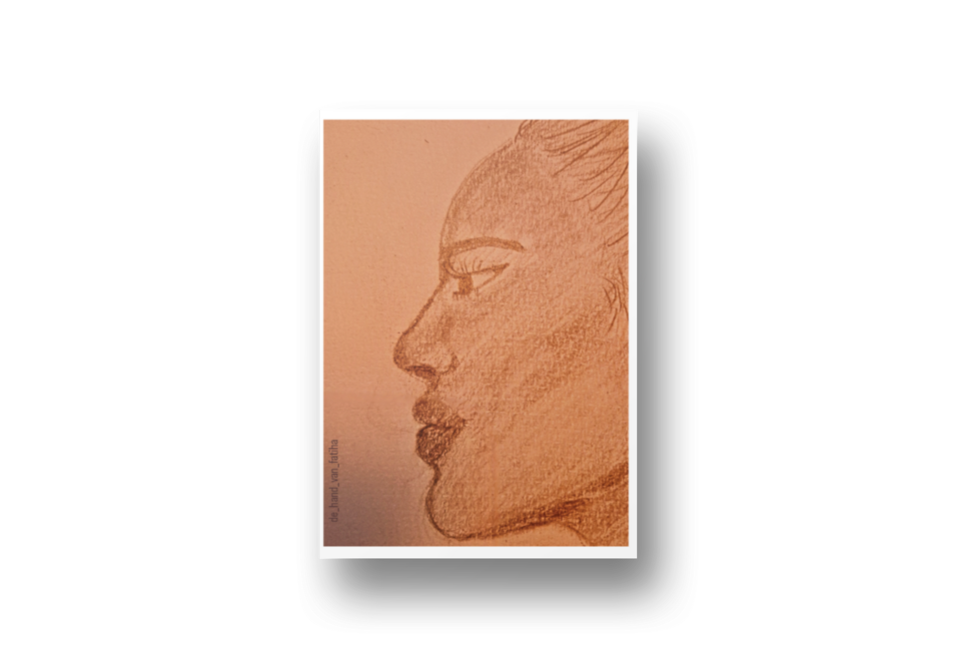 A3-print van tekening van vrouwelijk profiel, van Fatiha Najid, zonder lijst