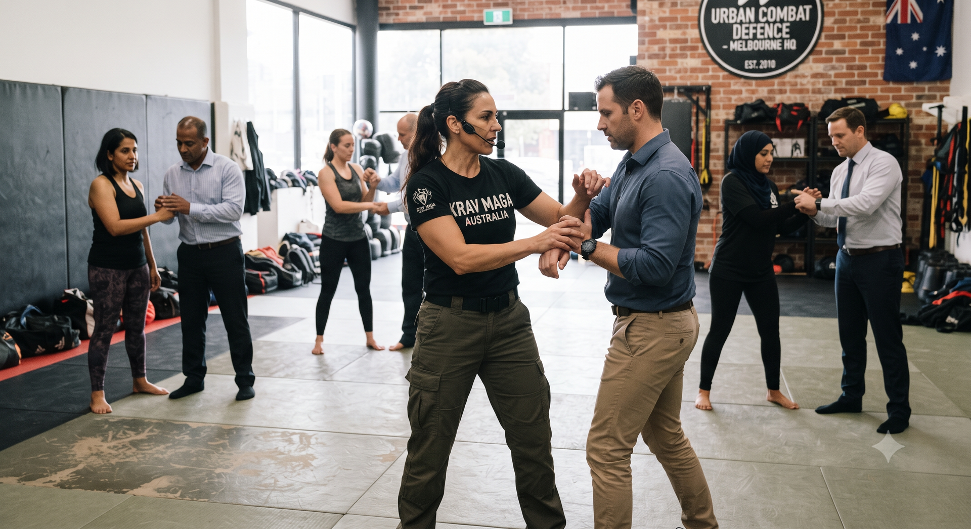 People practicing partner dance in a bright studio with onlookers in the background
