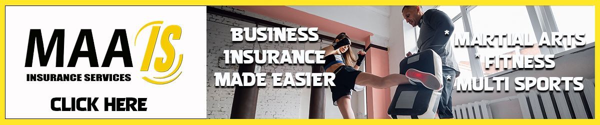 MAA Insurance banner with “Business insurance made easier” and “Multi sports” text, plus a “Click here” button.