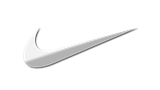 White Nike swoosh logo on a light background