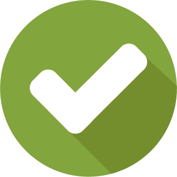 Marca de verificación blanca en un círculo verde, que indica finalización.