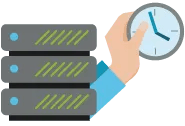 Rack de servidores con reloj de mano.