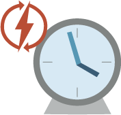 Reloj con símbolo de rayo, que sugiere tiempo y energía.