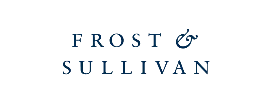 Logotipo de Frost & Sullivan en texto serif azul oscuro sobre fondo blanco.