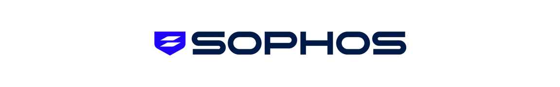 Logotipo de Sophos en texto azul con un icono de escudo sobre un fondo blanco.