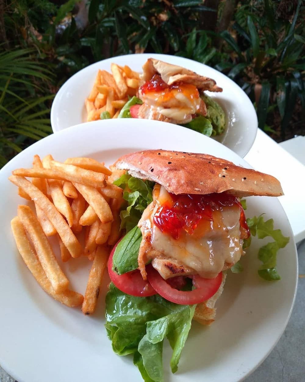 A White Plate Topped With A Sandwich And French Fries — Vines at 139 in Grafton, NSW