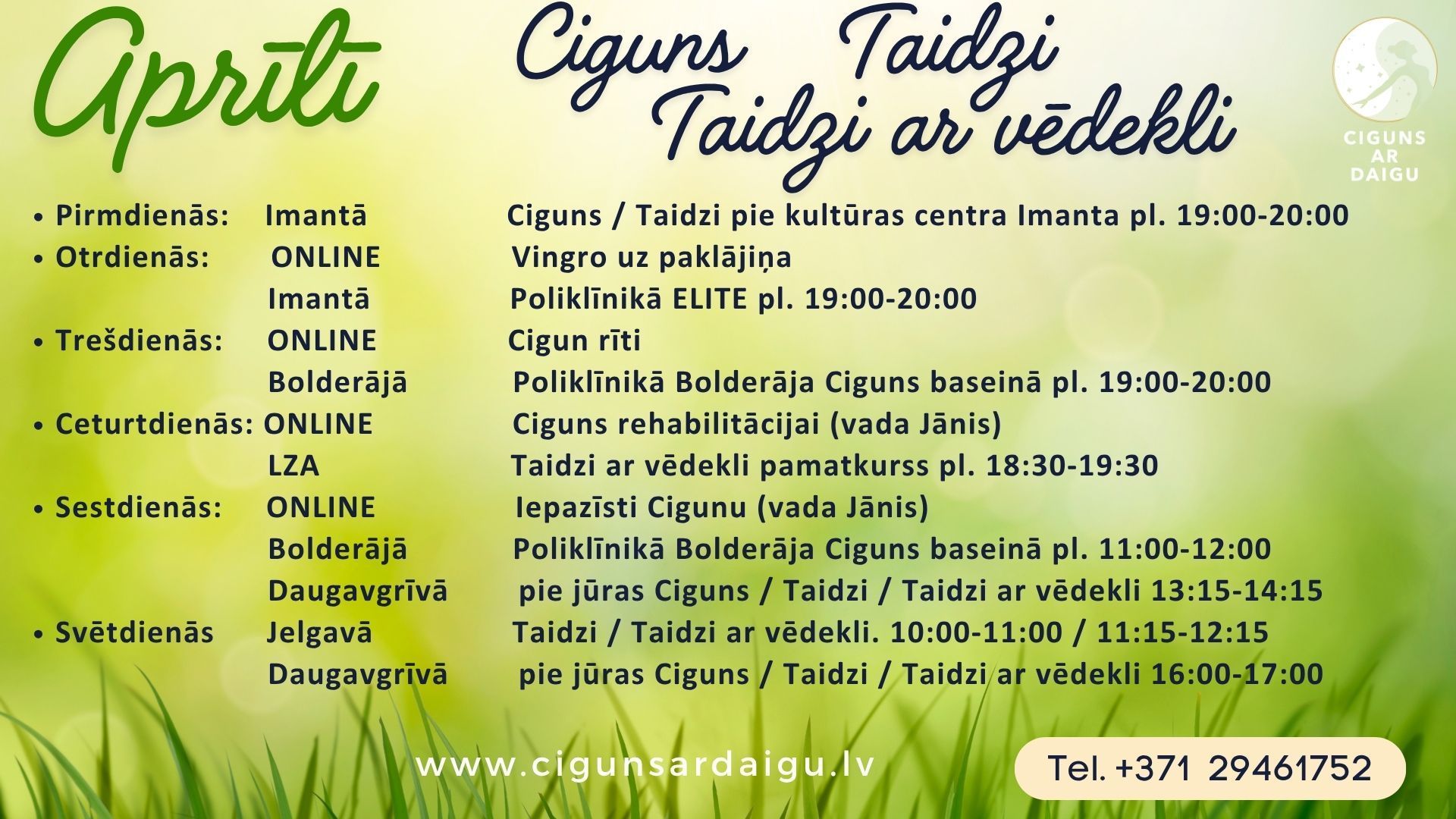 ciguns, cigun, taidzi, taichi, aprīlis, vingrošanas nodarbības, Daiga Šļahota