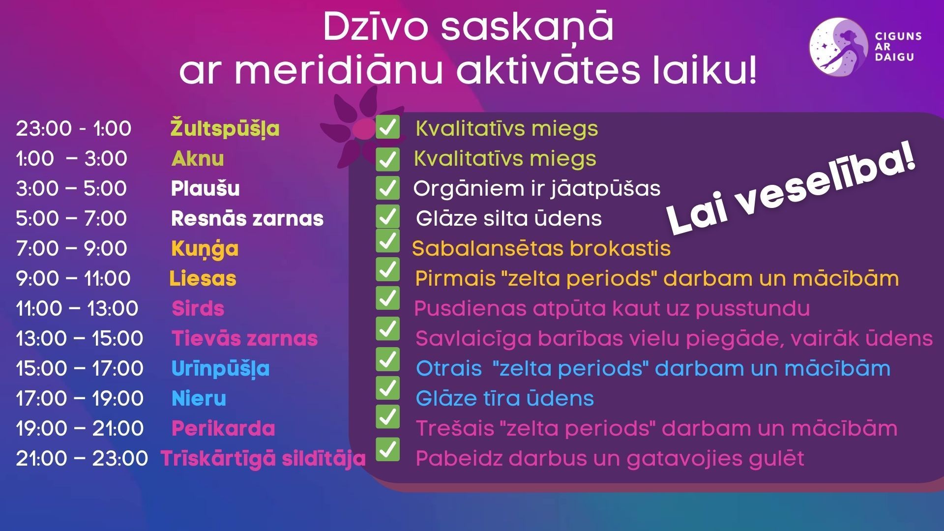 meridiāni, enerģijas cirkulācija ķermenī, veselības saglabāšana, ciuns ar daigu, ciguns, cigun