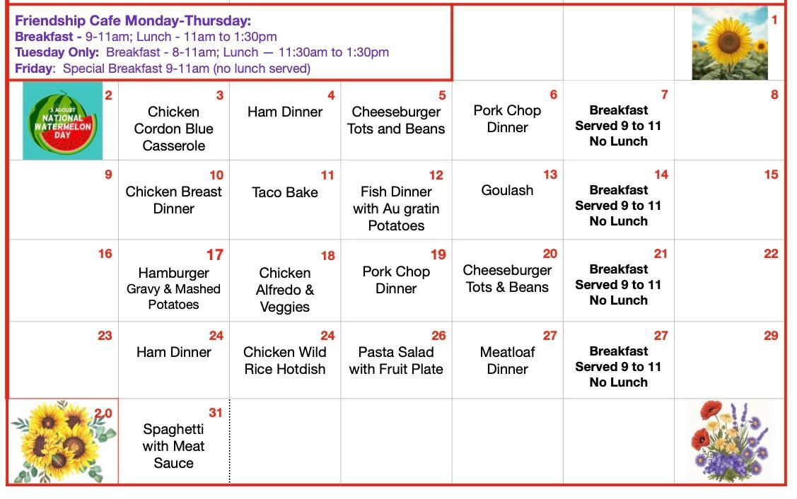August Menu