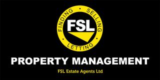 FSL Property Management logo with yellow circular emblem on black background