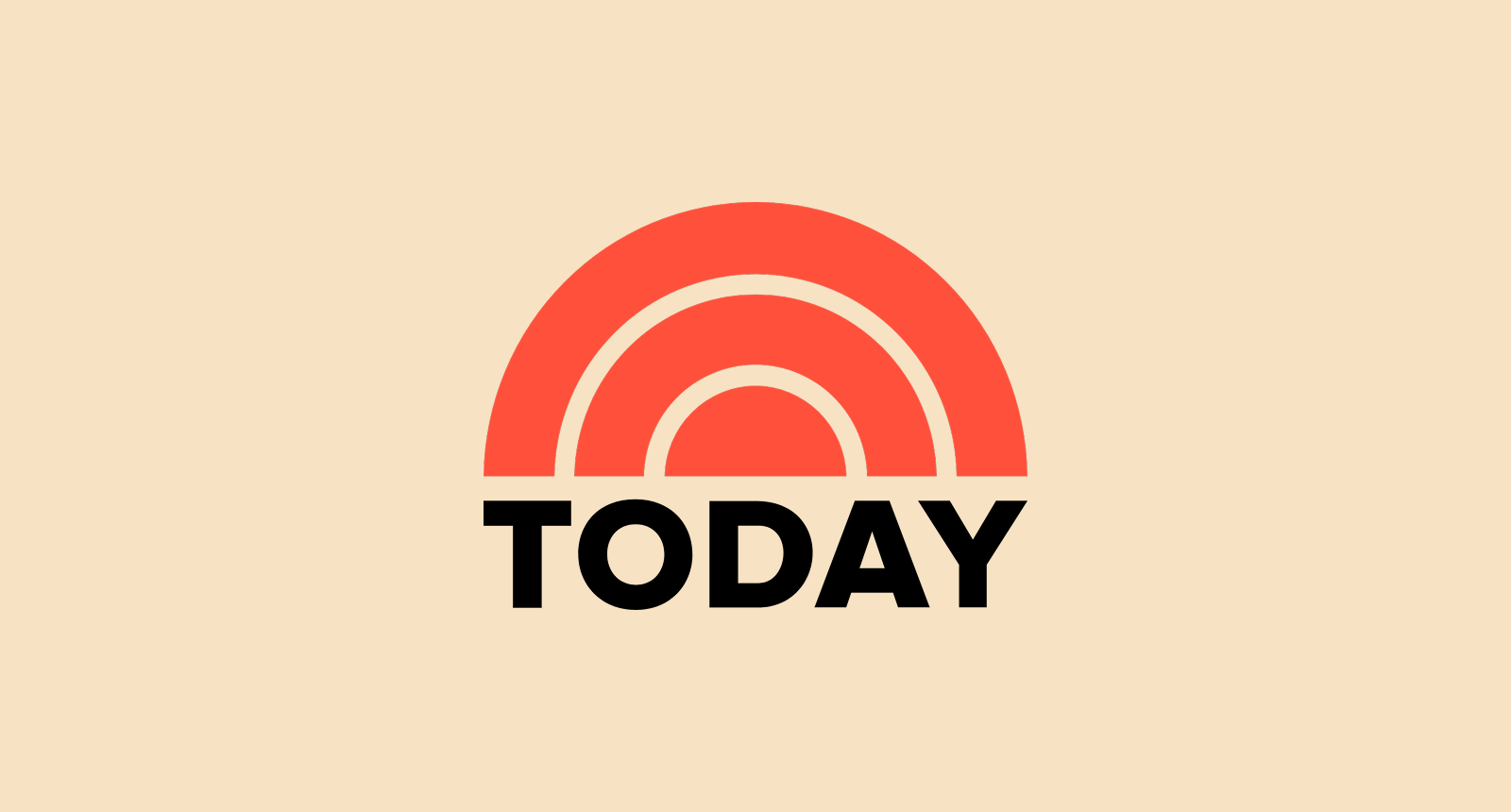 TODAY logo with orange sunrise arcs above bold black text on a beige background