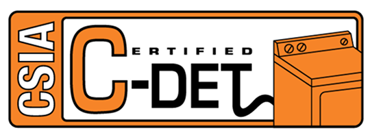 CSA C-DET certification logo with orange and black text and an orange equipment graphic