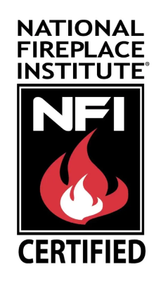 National Fireplace Institute NFI certified logo with red flame on black background