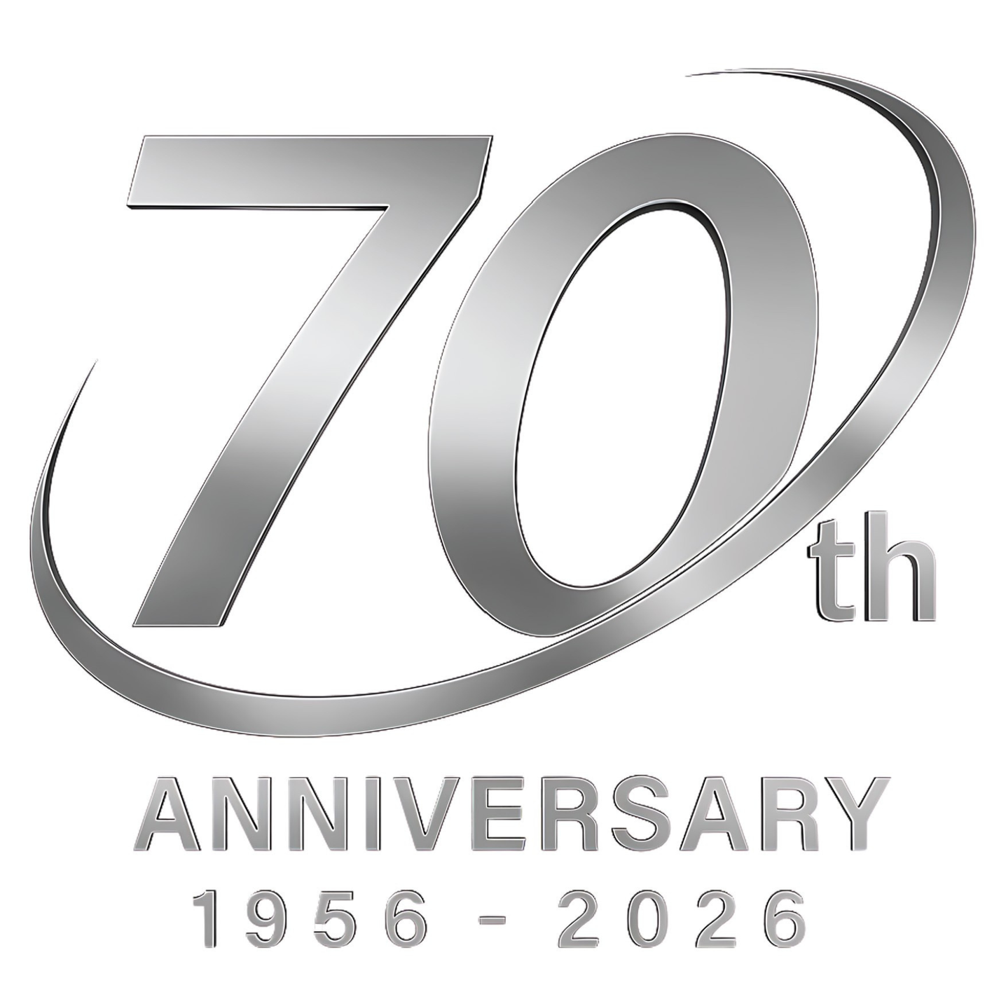 70th anniversary emblem with dates 1956–2026 in silver and gray