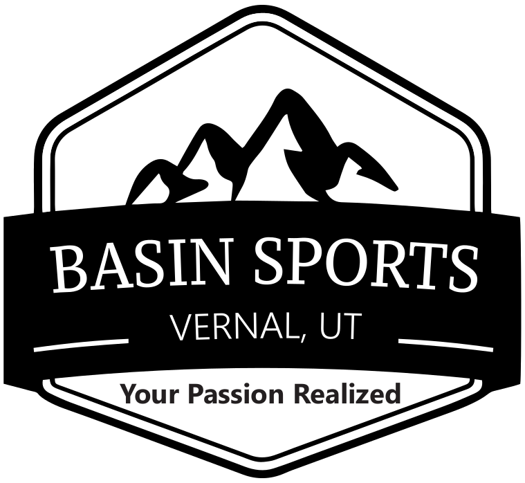 Basin Sports logo with mountain graphic and text “VERNAL, UT” and “Your Passion Realized”