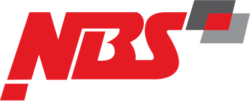 Red NBS logo with gray and red squares above the letters