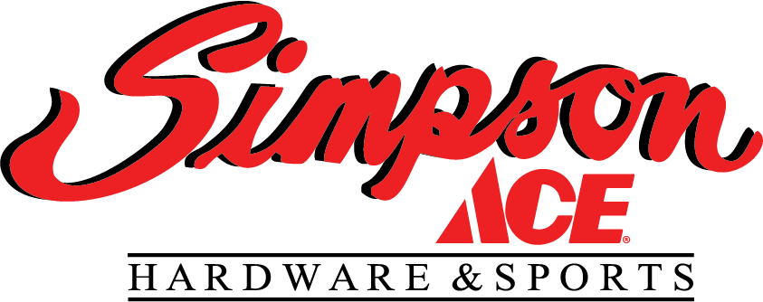 Simpson Ace Hardware & Sports logo in red and black on a white background