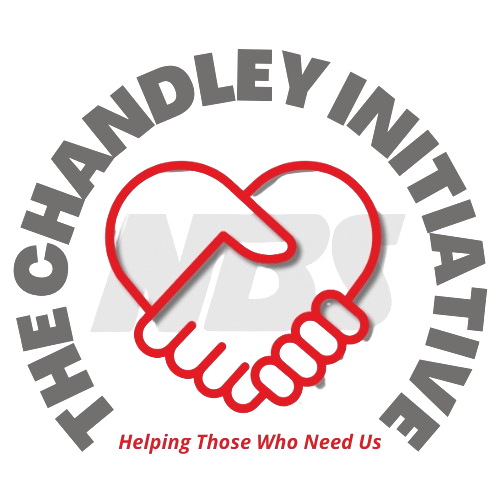 The Chandley Initiative logo with a red handshake inside a heart and the tagline “Helping Those Who Need Us.”