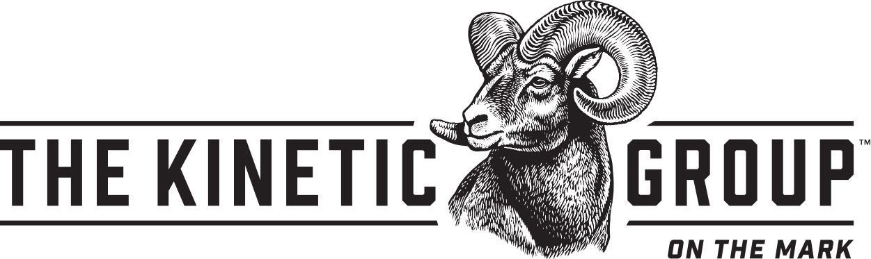 The Kinetic Group logo with a ram illustration and the tagline “On the Mark”