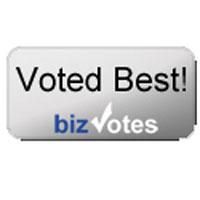 “Voted Best!” bizVotes badge in gray and blue