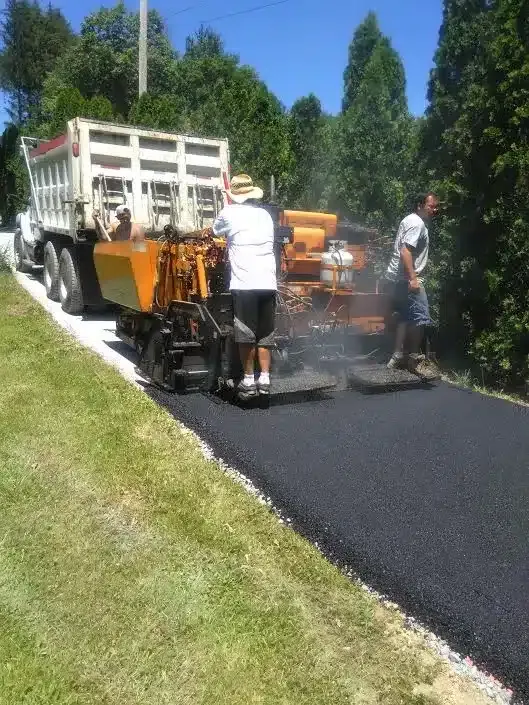 Working Laying Aspahlt — Allentown, PA — Diehl Paving Inc.