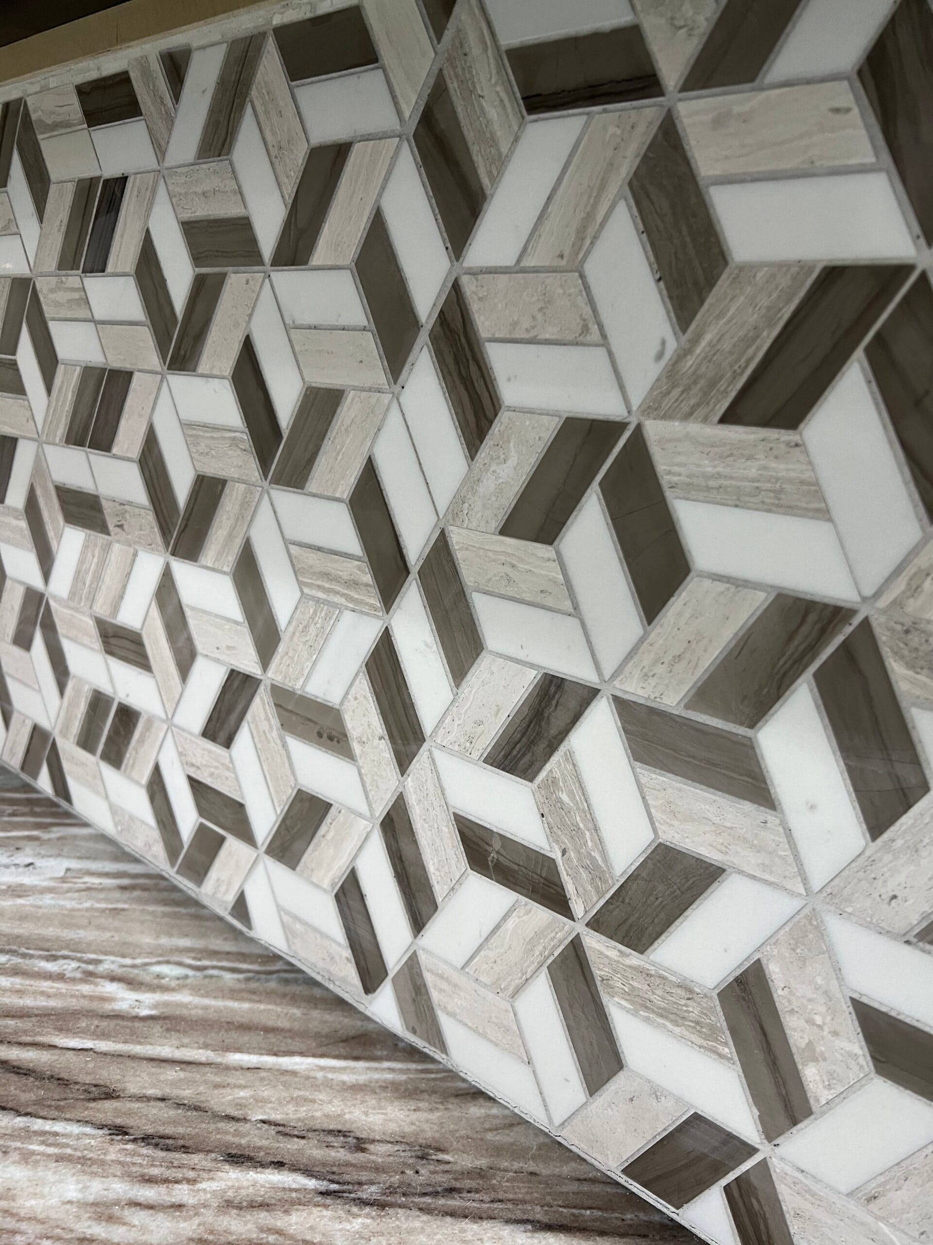 Salamanca White Arabesque Tile mosaic creating a classic kitchen backsplash design

