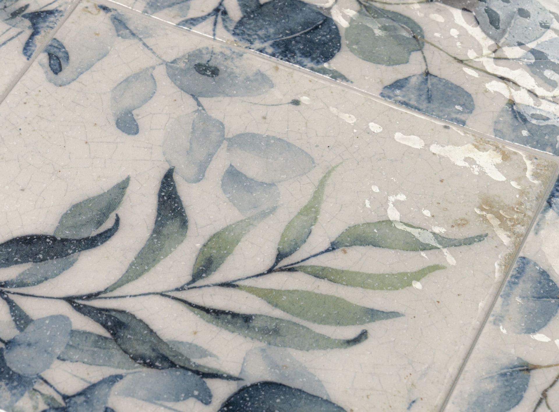 Detailed texture view of Mayolica Woods tile under soft lighting