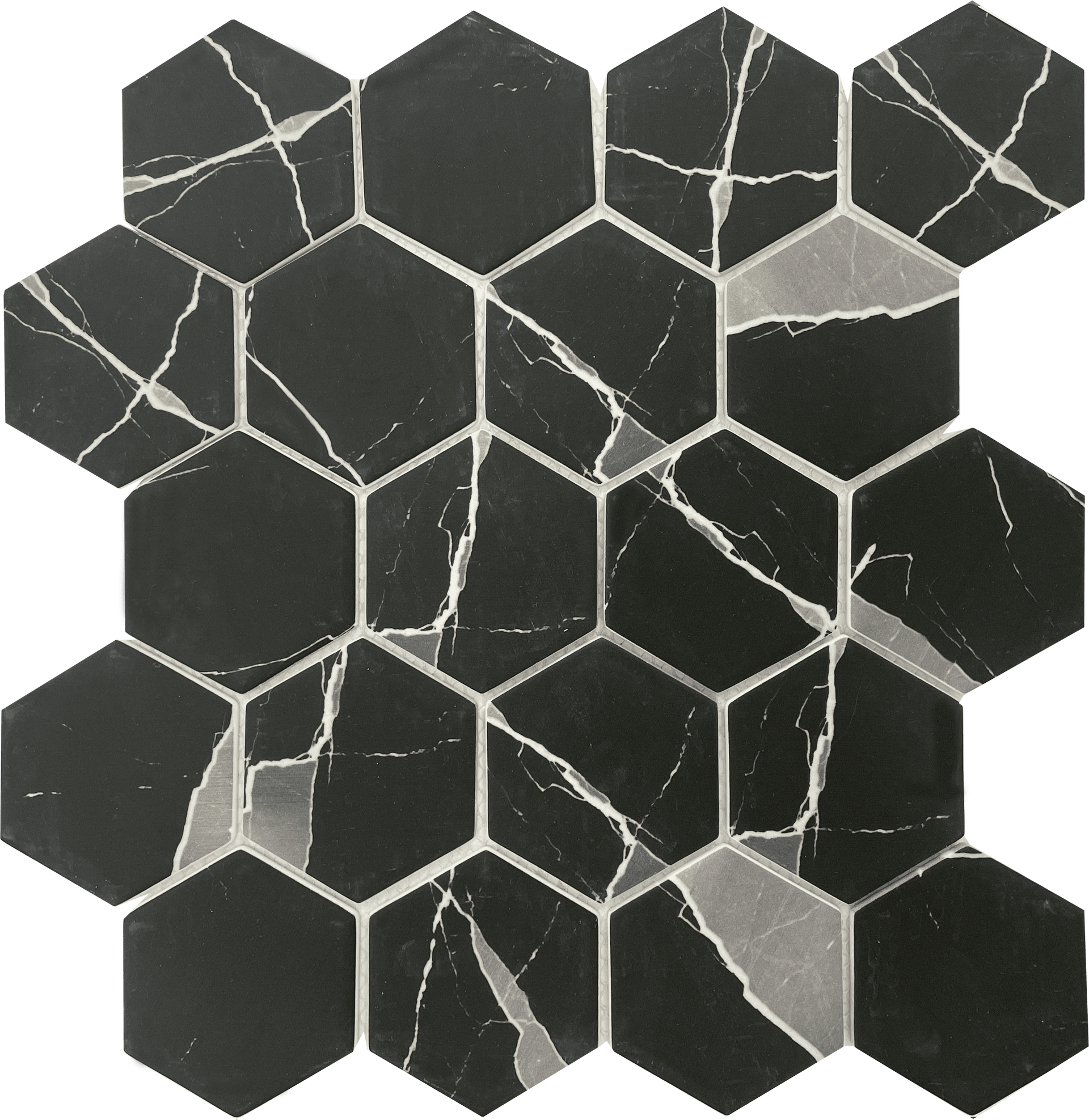 Yara Hexagon tile from Kromatica collection with natural tones and bold hex pattern