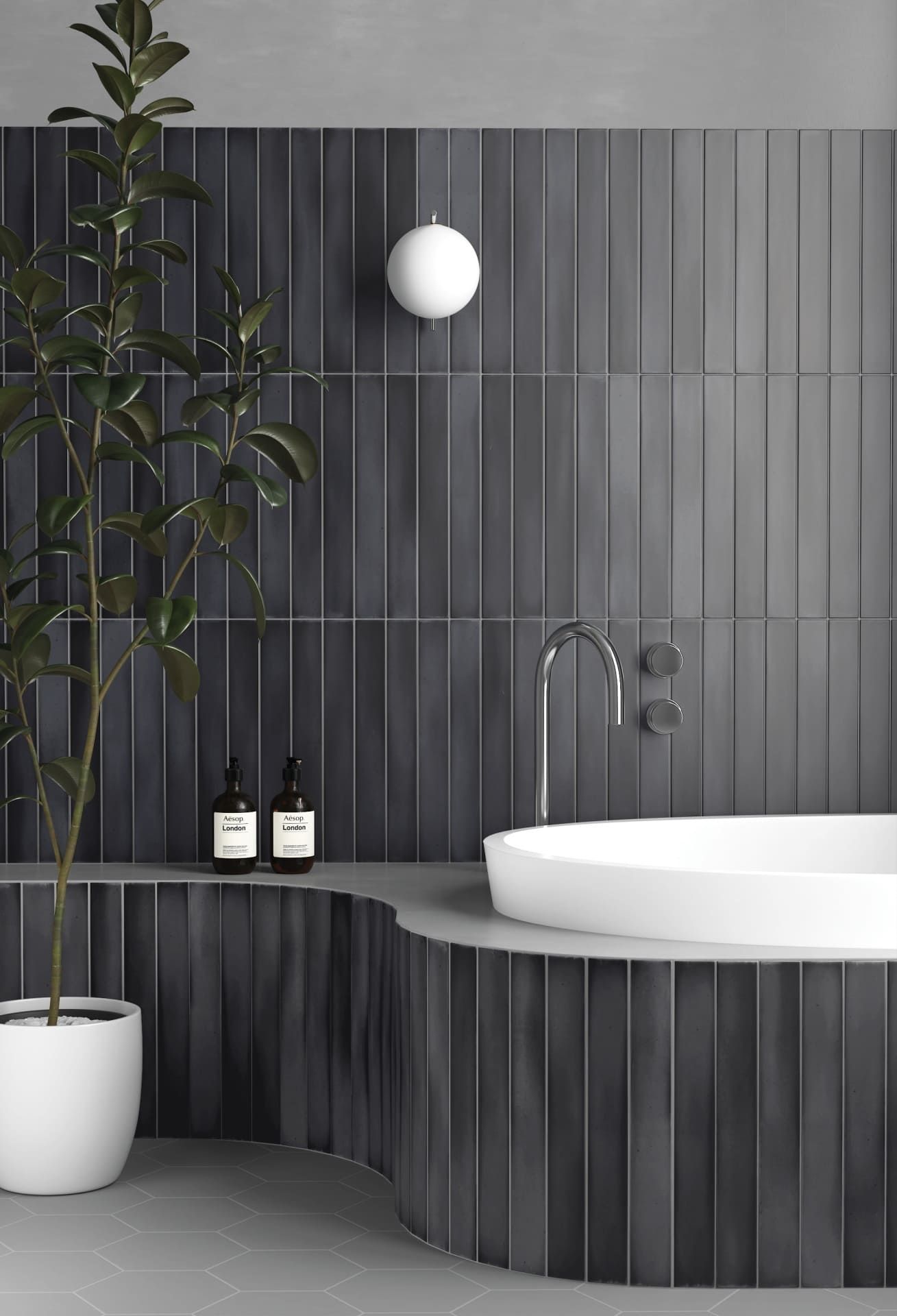 Massimo Dark tiles as stylish kitchen backsplash