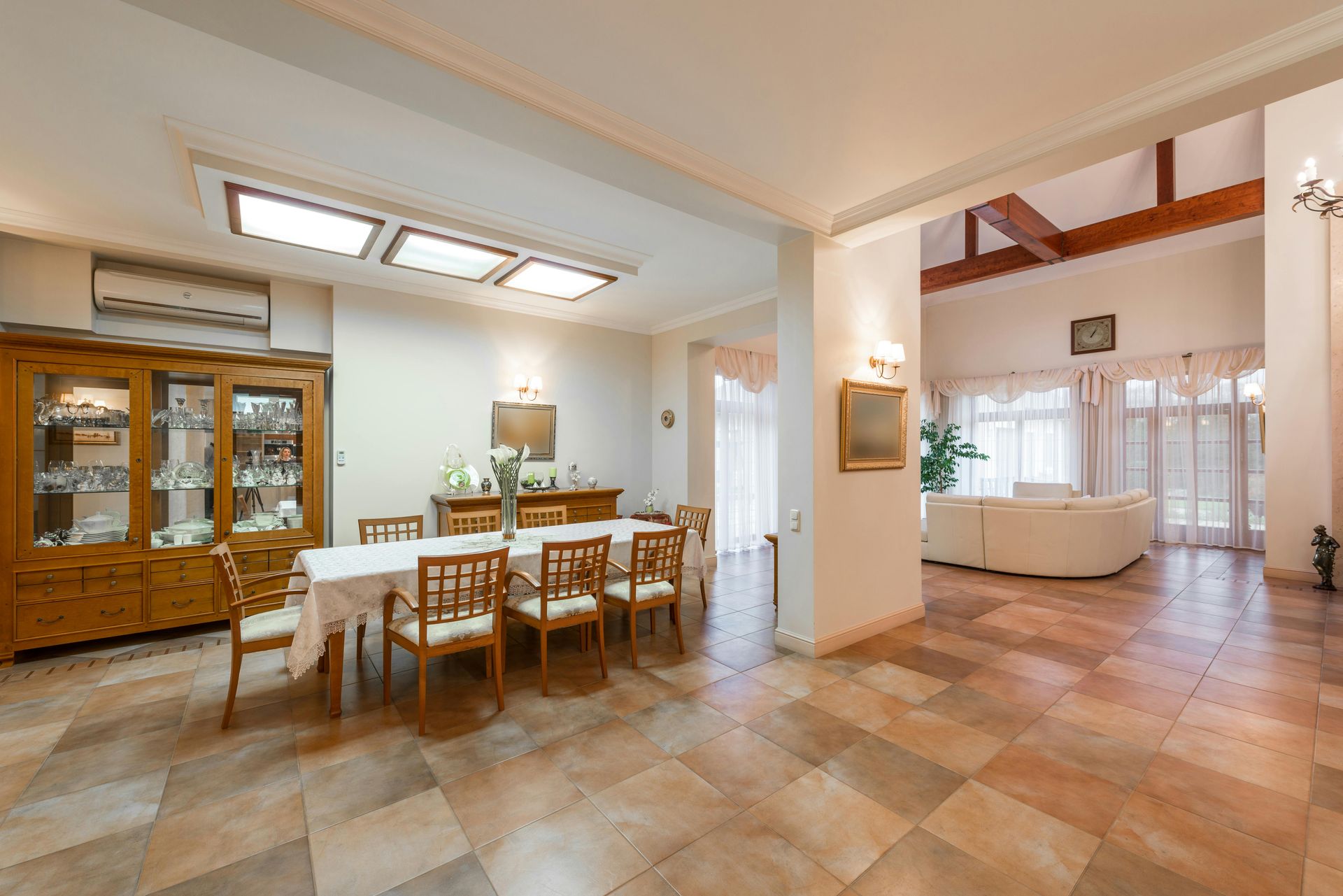Quebec Beige tiles installed on house floor with warm stone-look style
