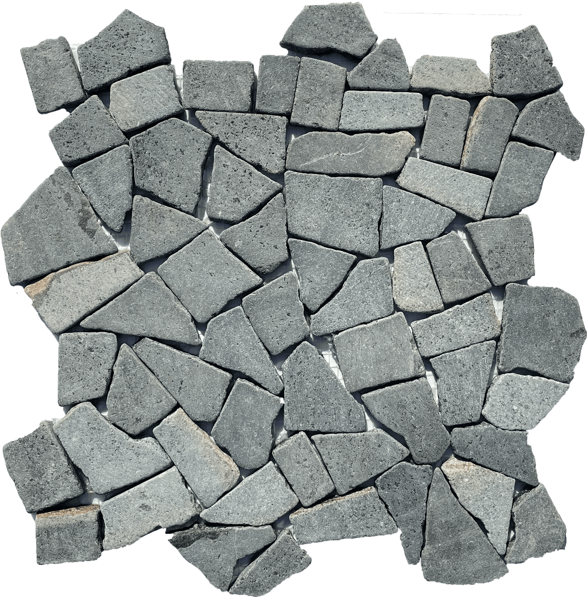 Natural lava stone pebble mosaic in rich black tones from the Vesuvio series