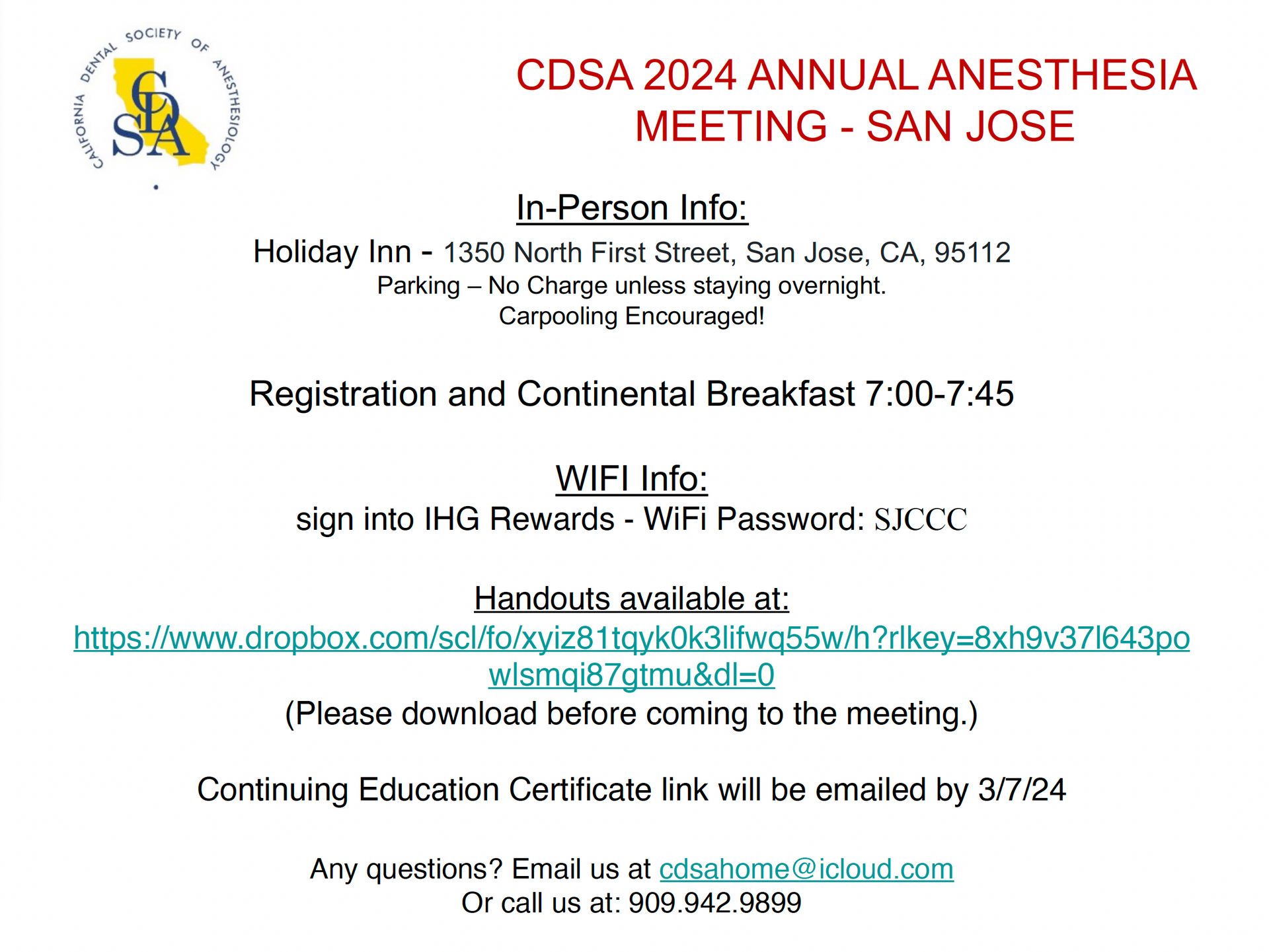 California Dental Society of Anesthesiology Continuing Education