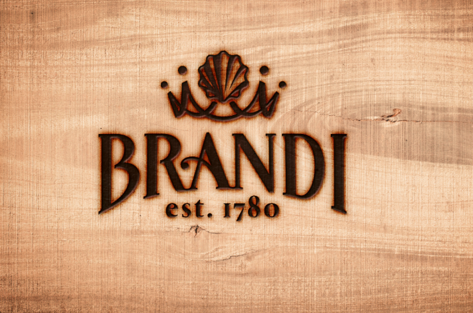Brand carved into wood: 
