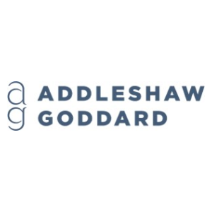 Addleshaw Goddard logo in dark blue on a white background