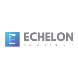 Echelon Data Centres logo with blue square icon and gray text on a white background