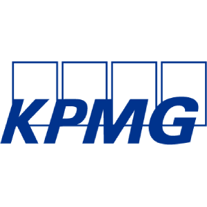 KPMG logo in blue with four outlined squares above the lettering