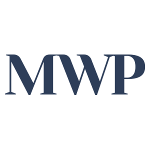 Dark blue MWP logo on a white background