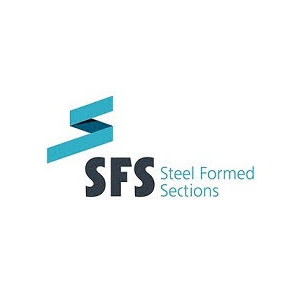 SFS Steel Formed Sections logo with teal geometric icon and dark gray text