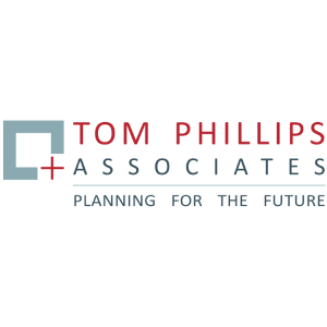 Tom Phillips Associates logo in red and teal with the tagline “Planning for the Future”