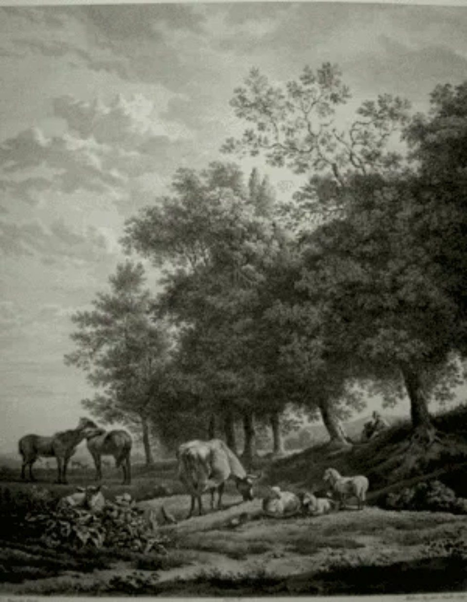paesaggio in una stampa antica originale