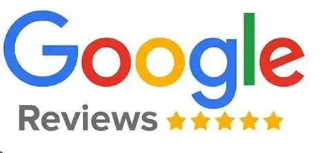 Eine Google-Bewertung von 5,0 Sternen wird auf weißem Hintergrund angezeigt.