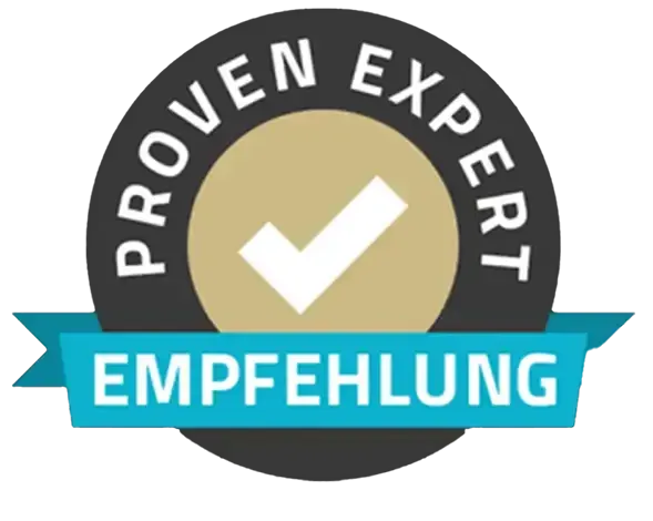 Ein Logo mit der Aufschrift „Proof Expert Empfehlung“