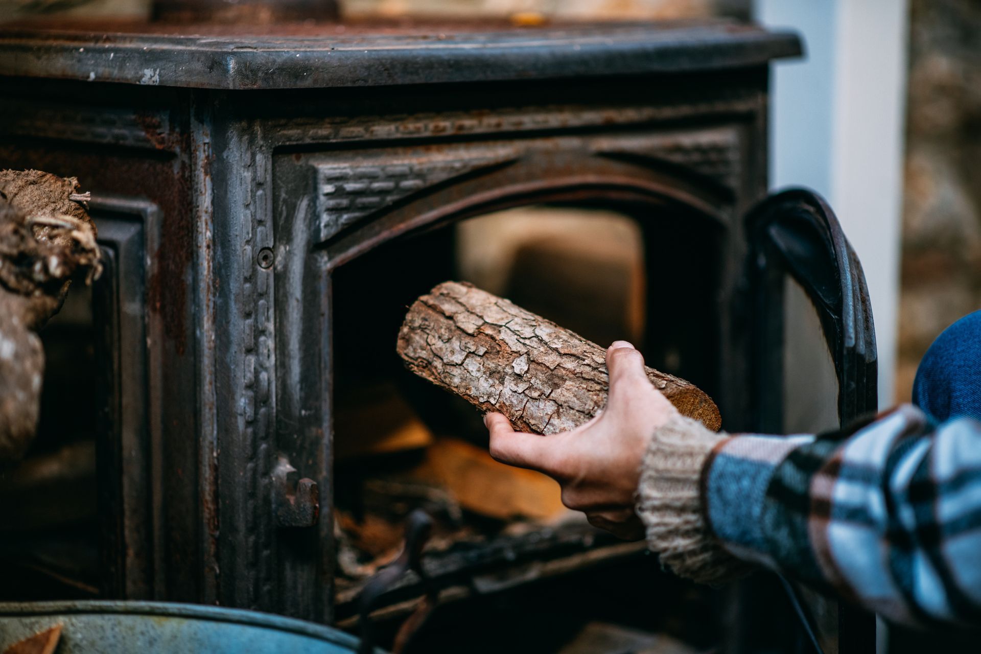 Preparing to light the wood stove – Macungie, PA - Anytime Todd's Chimney Sweeping