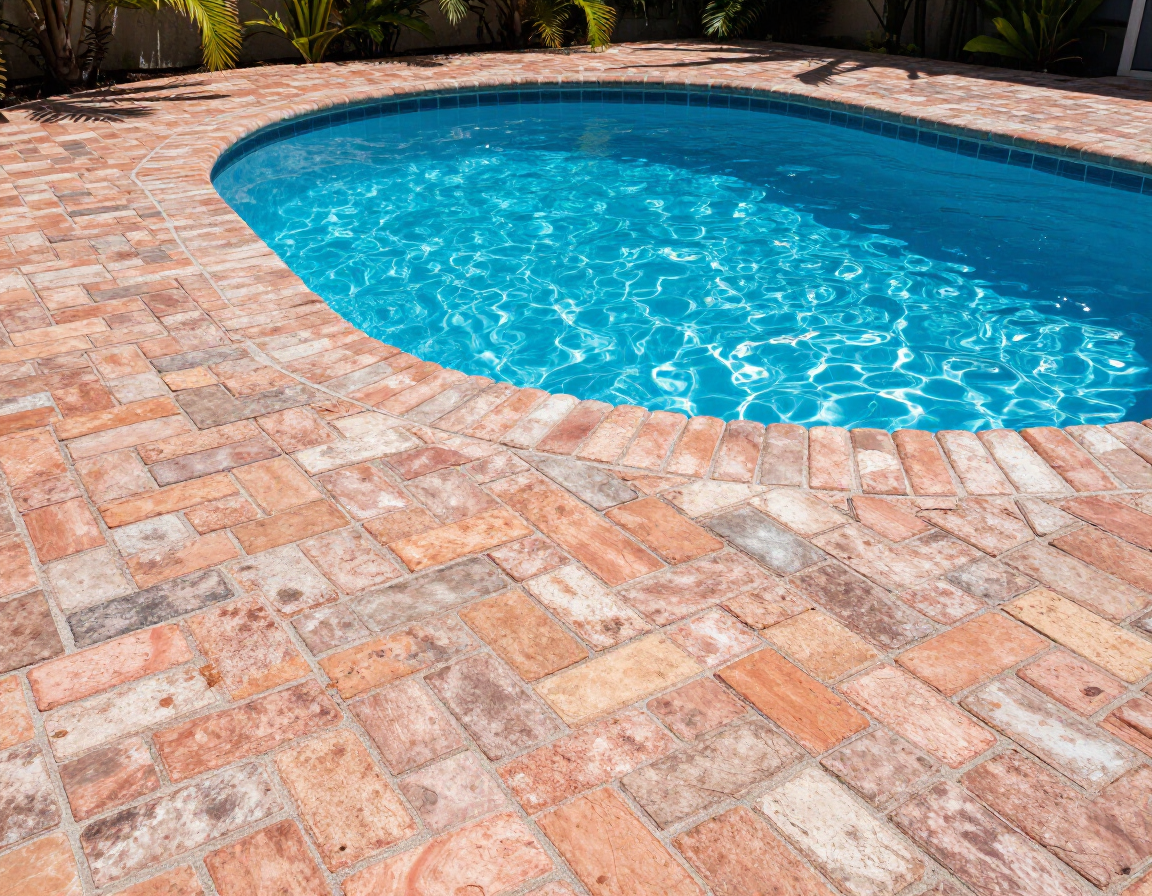 Brick paver pool deck