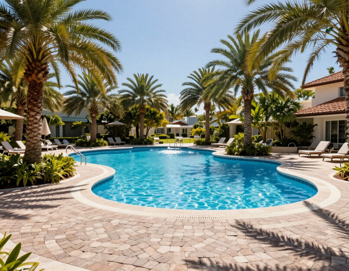 Resort style pool deck pavers